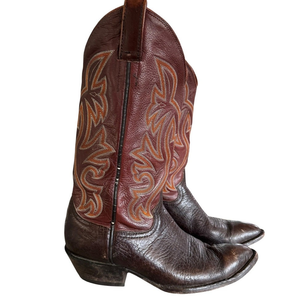 Cowtown Boots Mens Brown Leather Western Cowboy Boots Made in USA 7.5 EE